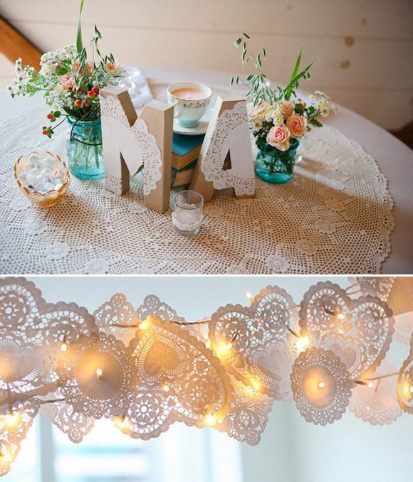 Decoración sencilla para bodas con blondas de papel Beautiful Blue Brides